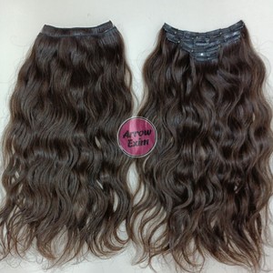 Extensions de cheveux naturels Remy 100 % Arrow Exim, double trame, à clipser, ondulées, cheveux humains indiens, 100 g, grade 12A, permanentes, vente en gros - Product Image 1