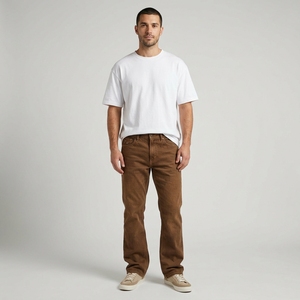 Jeans de Mezclilla de Pierna Recta Dravelle Industry, Color Marrón, Diseño Floral de Cactus Bordado, Estilo Casual de Primavera para Hombre - Product Image 5