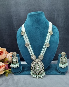 ชุดสร้อยคอจี้มุกมิ้นท์หรูหรา Ping Bling สไตล์คุณดันแบบดั้งเดิม สำหรับเจ้าสาว งานแต่งงาน งานเลี้ยง ของขวัญ ชุดเครื่องประดับ - Product Image 1