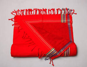 Traditional Multicolor Striped Mini Kikoy Cotton <b>Wrap</b> with Decorative Tassel Fringe African <b>Beach</b> Shawl and Casual Scarf - Product Image 3