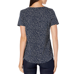 Women Floral Print T Shirt Short Sleeve V Neck Knitted Tee Casual Summer Top Custom Logo - Product Image 2