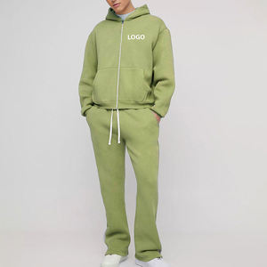 Ensemble sweat à capuche zippé et short streetwear homme 2026 de haute qualité, avec logo personnalisé 3D pour impression en relief, col à capuche tricoté pour l'automne - Product Image 5