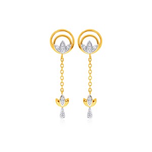 Pendientes Colgantes de Lujo con Doble Círculo de Flor de Loto y Diamantes Brillantes Cultivados en Laboratorio para Mujer, Joyería para Fiestas - Product Image 1