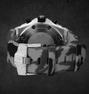 นาฬิกาโครโนกราฟแบบอนาล็อกทันสมัย ตัวเรือนสแตนเลสสตีล กระจกแบบ Iced Mechanical ดีไซน์หรูหราสไตล์ฮิปฮอป กันน้ำได้ 100 บาร์ พร้อมฟังก์ชั่นวันที่อัตโนมัติ - Product Image 3