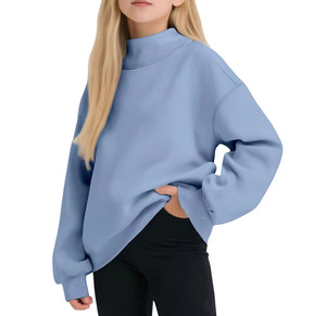 Women <b>Mock</b> <b>Neck</b> Sweatshirt Oversized Pullover Long Sleeve Fleece Warm Casual Streetwear Autumn Winter Fashion <b>Top</b> Front - Product Image 2