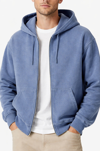 Sudadera con capucha Glory Custom Oversized Crop Acid Wash de primera calidad con cremallera para uso casual, unisex, OEM, venta al por mayor. - Product Image 2