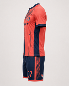 Conjunto de Uniforme de Fútbol para Hombre Fawkes, Naranja y Azul Marino, Cuello en V, Manga Corta, Absorbe la Humedad, Transpirable, Personalizable con Nombre de Equipo, Adulto, 100% - Product Image 5