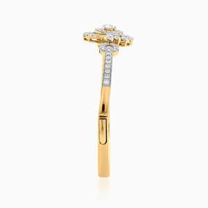 Pulsera Clásica con Dijes Finos, Pulsera de Oro Amarillo con Diamantes en Forma de Flor, Corte Brillante Redondo, Joyería Fina para Mujer - Product Image 3