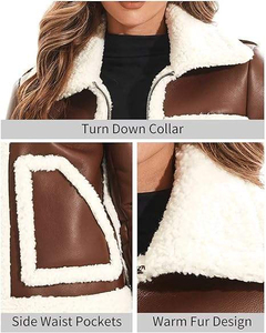 Veste de moto en cuir d'agneau véritable teint sur mesure OEM, manteau d'hiver épais pour femmes, doublure en soie, haute qualité, séchage rapide - Product Image 5