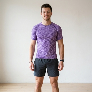 T-shirt de compression à manches courtes pour homme, motif géométrique, séchage rapide, coupe sportive, col rond, haut de performance athlétique - Product Image 1