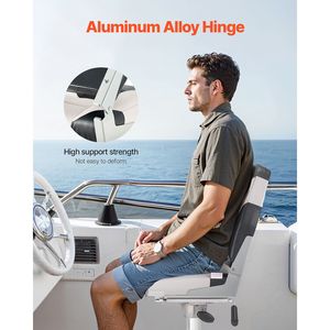 Sedile Pieghevole per Barca da Pesca con Schienale Alto, in Pelle PVC Impermeabile e Cuscino in Spugna Ispessita, per Uso Marino, in Lega di Alluminio - Product Image 4