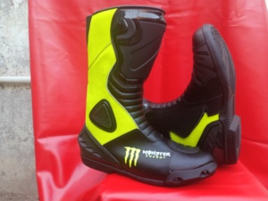 Bottes de moto pour hommes en cuir robuste avec protections rigides apparentes, bottes de sport en cuir imperméables - Product Image 3