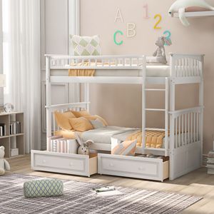 Letto a Castello Convertibile Bianco con Cassetti per Bambini, Vecchio SKU SM000240AAK 1 - Product Image 1