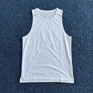 Men's <b>Navy</b> Blue Sleeveless Tank <b>Top</b> O-Neck Quick Dry Sporty Activewear Knitted 100% Polyester Solid Color Front Logo - Product Image 6