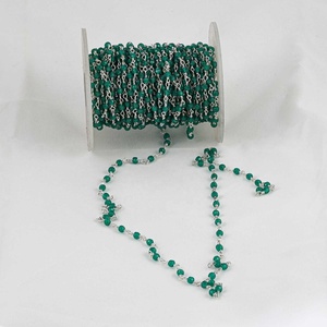 3mm 4mm Natural Green Onyx Faceted Rondelle <b>Rosary</b> Chain Beads Handmade Birthstone 925 Silver Chain Roll Necklace Women - Product Image 5