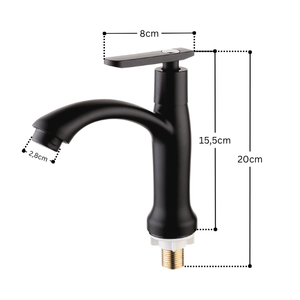 Grifo de lavabo moderno con manija negra, listo para enviar, grifo de lavabo montado en el encimera, modelo VN 128-T5 KSN Vietnam - Product Image 2
