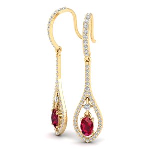 Boucles d'oreilles pendantes REYES en argent sterling 925 avec rubis et moissanite certifiée GRA, bijoux fins pour femmes, prix de gros - Product Image 2