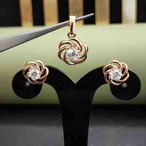 Elegant Unisex Trendy Lab Created Diamond <b>Necklace</b> Earrings Set Unique Design 18KT <b>Solid</b> Gold Gold Plated IGI Certified Charm - Product Image 1