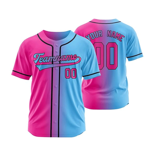 เสื้อเบสบอลแขนสั้นโพลีเอสเตอร์ 100% สีไล่ระดับแบบกำหนดเอง พร้อมชื่อทีมและชื่อผู้เล่นแบบส่วนตัว - Product Image 1