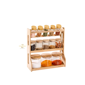 Estante para Especias de Madera Duradero, Organizador de Especias de Madera Maciza Natural para Almacenamiento en la Encimera de la Cocina - Product Image 1