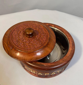 Handmade Engraved Design Wooden Roti Box <b>Decorative</b> <b>Lid</b> Chapati Storage Container For Kitchen Dining And Serving - Product Image 2