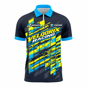Polo à col zippé personnalisé pour équipe de drag racing, unisexe, séchage rapide, uniforme de sport automobile de descente, grande taille, OEM - Product Image 6