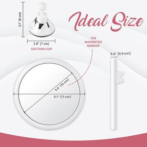 Specchio Ingranditore Rotondo 10X con Ventosa, Specchio Portatile per Trucco e Bagno, Ideale per Applicare il Makeup - Product Image 4