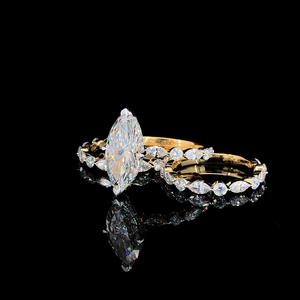 แหวนเพชรทองคำขาวหรูหรา เพชรเลี้ยงในห้องปฏิบัติการ รับรองโดย IGI สี E ทรงมาร์คีส์ 3.17 กะรัต ความสะอาดระดับ VVS2 เครื่องประดับแหวนหมั้นสำหรับผู้หญิง - Product Image 2