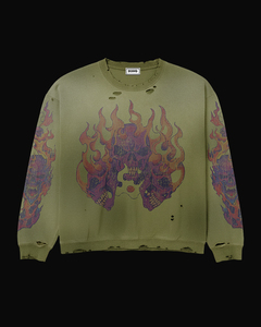 Sudadera con capucha y cremallera para hombre, estilo oversize, con estampado gráfico de llamas, estilo vintage streetwear - Product Image 5