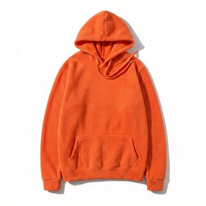 Sweat à capuche en polaire orange pour homme, en tissu peluche doux, avec cordon de serrage réglable, poche kangourou, style streetwear chaud et confortable - Product Image 5