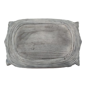 Cuenco hecho a mano de madera de mango Rectangular grande de lujo 2022 gris antiguo con textura interior portavelas nuevo multiusos - Product Image 5