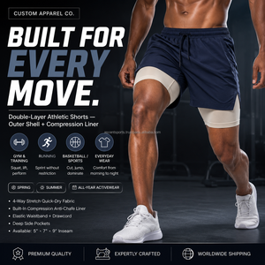 Blank Plain <b>No</b> <b>Logo</b> Mesh Lined Sports Shorts Breathable Mesh Fabric Spandex Inner Liner Back Zipper Pocket Wholesale Running - Product Image 5