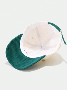 หมวกเบสบอลผ้าคอร์ดูรอยสองสี ปักลายสไตล์ Dad Hat สำหรับผู้ชายและผู้หญิง สีเบจ สีดำ วินเทจ ปรับขนาดได้ ขายส่ง รับผลิตตามแบบ OEM - Product Image 4