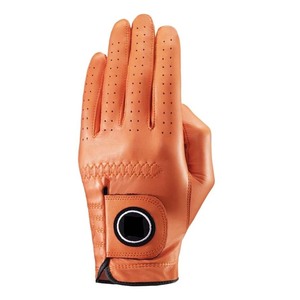 Nouveau gant de golf en cuir véritable orange pour main gauche, antidérapant, logo personnalisé, durable, compatible avec les écrans tactiles, léger, pour femmes - Product Image 1