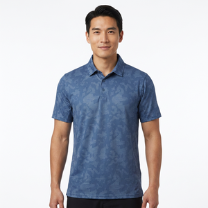 Polo de Manga Corta con Estampado de Camuflaje Azul para Hombre, de Secado Rápido, Estilo Casual de Punto - Product Image 2