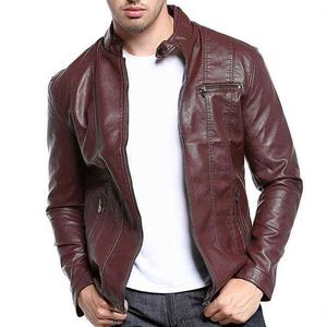Chaqueta de Invierno de Cuero Genuino Premium para Hombre, Cuello Alto, Logotipo Frontal, Chaqueta de Motociclista, Manga Larga, Casual, Elegante, Alta Costura - Product Image 3