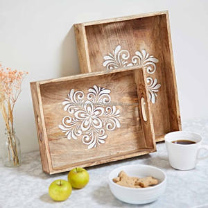 Plateau en bois personnalisé avec pieds antidérapants pour servir des plats lourds et des tartinades d'Inde - Product Image 3