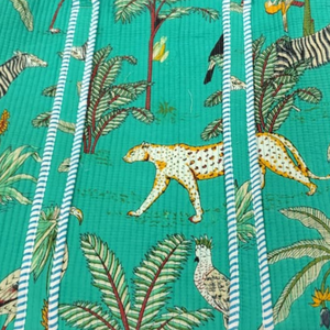 Turquoise Premium Sustainable Bohemian Summer Lightweight Hand Block Printed Quilted Cotton Tote <b>Bag</b> Office Shopping Gifting - Product Image 4