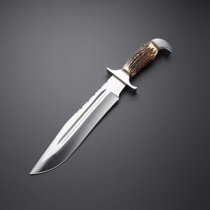 High Quality Bowie Knife with Stag Handle and <b>Leather</b> Sheath Hunting Survival Gear Wholesale with <b>Leather</b> Sheath Outdoor Knife - Product Image 3