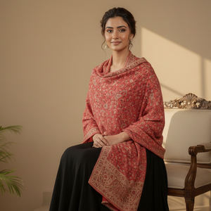 Elegante Chal de Lana Kullu para Mujer con Patrones Clásicos Tradicionales, Textura Suave y Comodidad Invernal - Product Image 5