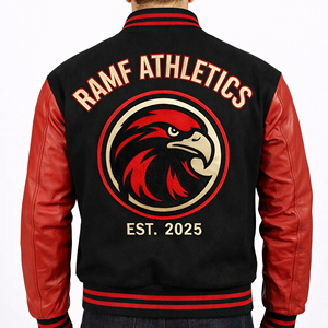 Veste universitaire personnalisée RAMF SPORTS RS-865 en gros avec logo brodé, séchage rapide et respirante, veste de style universitaire unisexe - Product Image 4