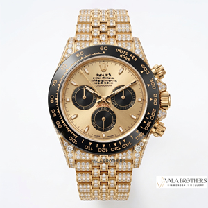 Montre chronographe Rolexx Daytonna Cosmographg en or jaune avec cristaux de diamant et moissanite, bracelet, 40 mm, quartz analogique, luxe pour homme - Product Image 1