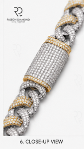 Premium Cuban link <b>necklace</b> pavé set lab grown diamonds two tone gold finish secure box clasp bold hip hop fashion timeless - Product Image 5