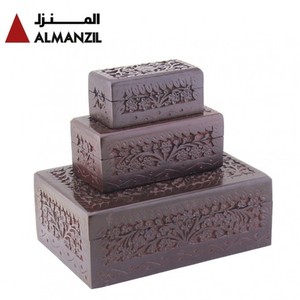 Caja Decorativa de Madera de Mango Hecha a Mano con Patrones Florales Grabados - Venta al por Mayor - Product Image 4