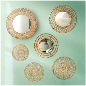 Vietnam Modern Rattan Floral Round <b>Mirror</b> Handmade <b>Wall</b> Decor - Product Image 4