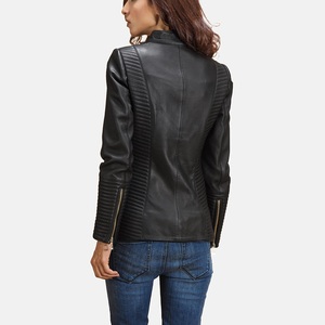 Original Leather Women Quilted <b>Jacket</b> Handcrafted Embroidery Letter <b>Sequins</b> Design Breathable Eco-Friendly Winter Fashion New - Product Image 2