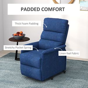 Sillón Elevador Eléctrico Azul Oscuro para Personas Mayores, Reclinable con Control Remoto y Bolsillos Laterales para Sala de Estar - Product Image 6