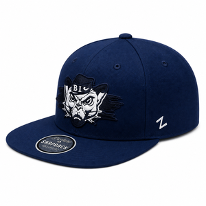 Casquette Snapback Zephyr Navy à 6 panneaux avec logo brodé sur le panneau avant, unisexe, ajustable, style streetwear - Product Image 1