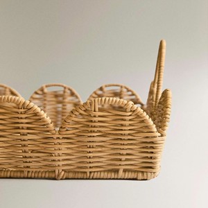 Lovely Scalloped Rattan Tray Elegant Serving Tray For <b>Coffee</b> <b>Table</b>, Food Display And Home Decoration - Product Image 3