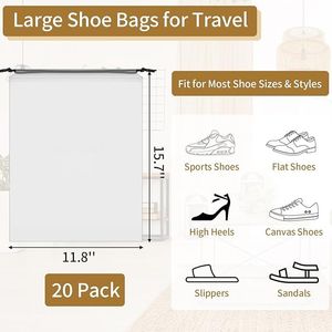 Large 15.7\" X 11.8\" Clear Travel Shoe Bags 20 Pack Waterproof Portable Drawstring for Sho Packing - Product Image 6